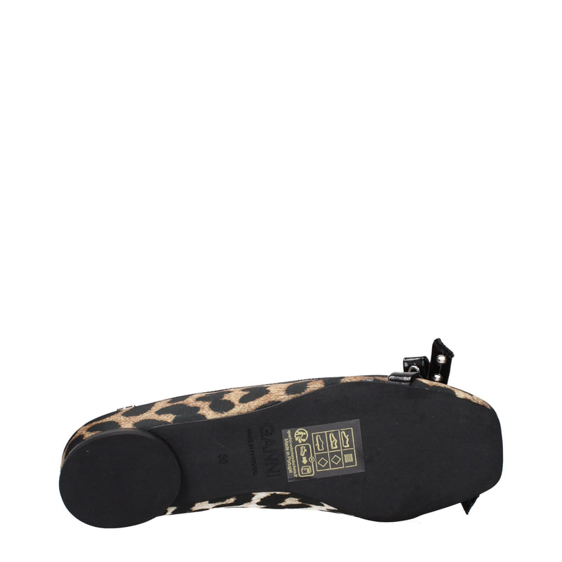 Ganni Brown Fabric Ballet Flats - Élégance et Confort