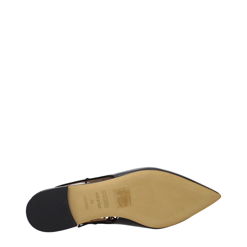 Moschino Black Leather Flats - Élégance et Confort au Quotidien