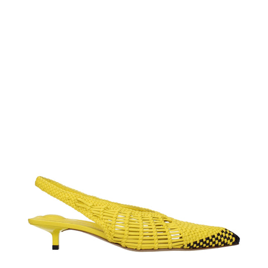 Sandales plates en cuir jaune de Jacquemus