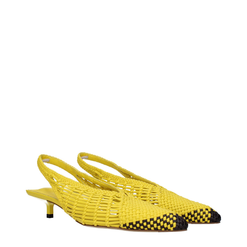 Jacquemus Yellow Leather Flat Sandals for Women
