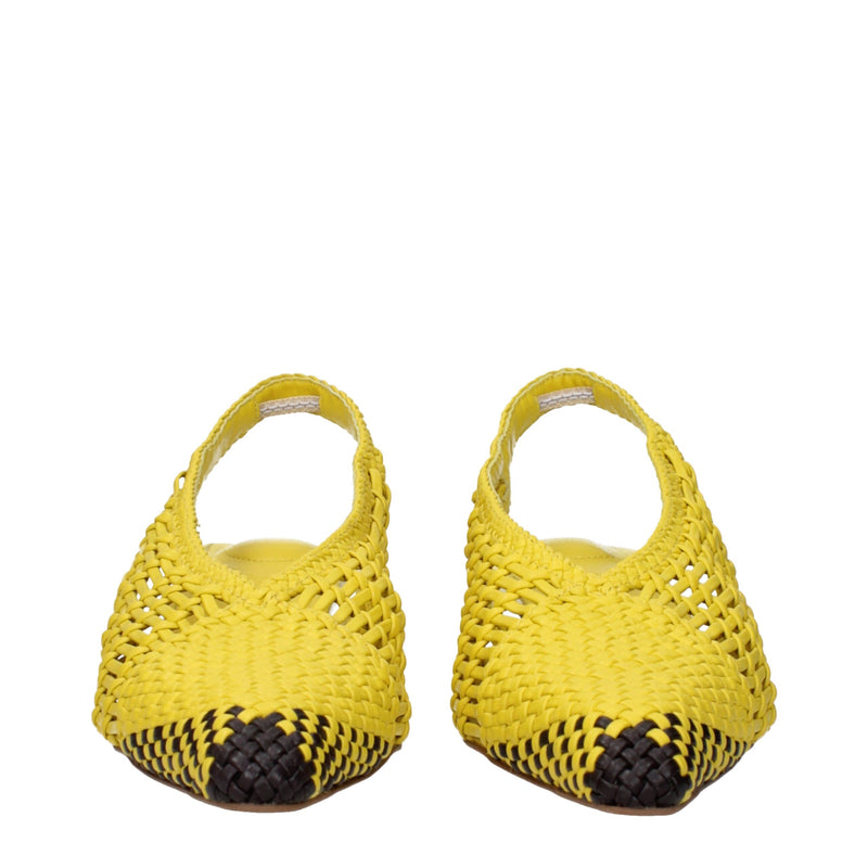 Jacquemus Yellow Leather Flat Sandals for Women