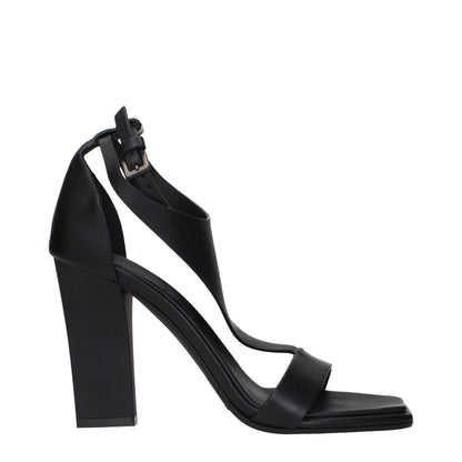 Sandales à talons aiguilles en cuir noir Max Mara