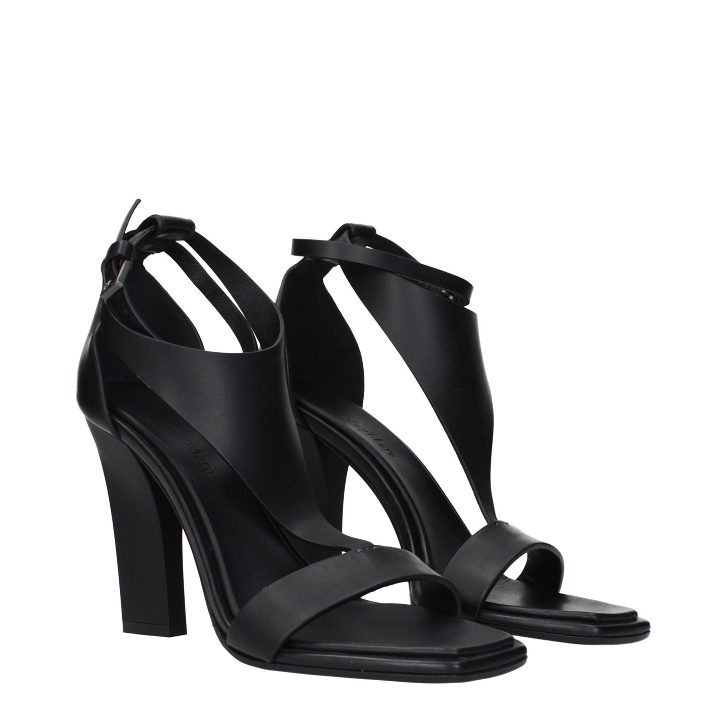 Sandales à talons aiguilles en cuir noir Max Mara