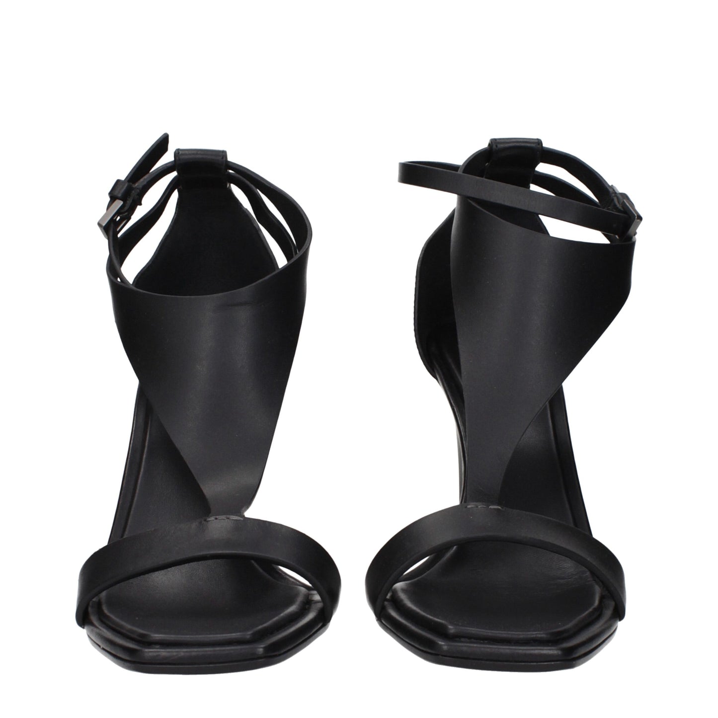 Sandales à talons aiguilles en cuir noir Max Mara
