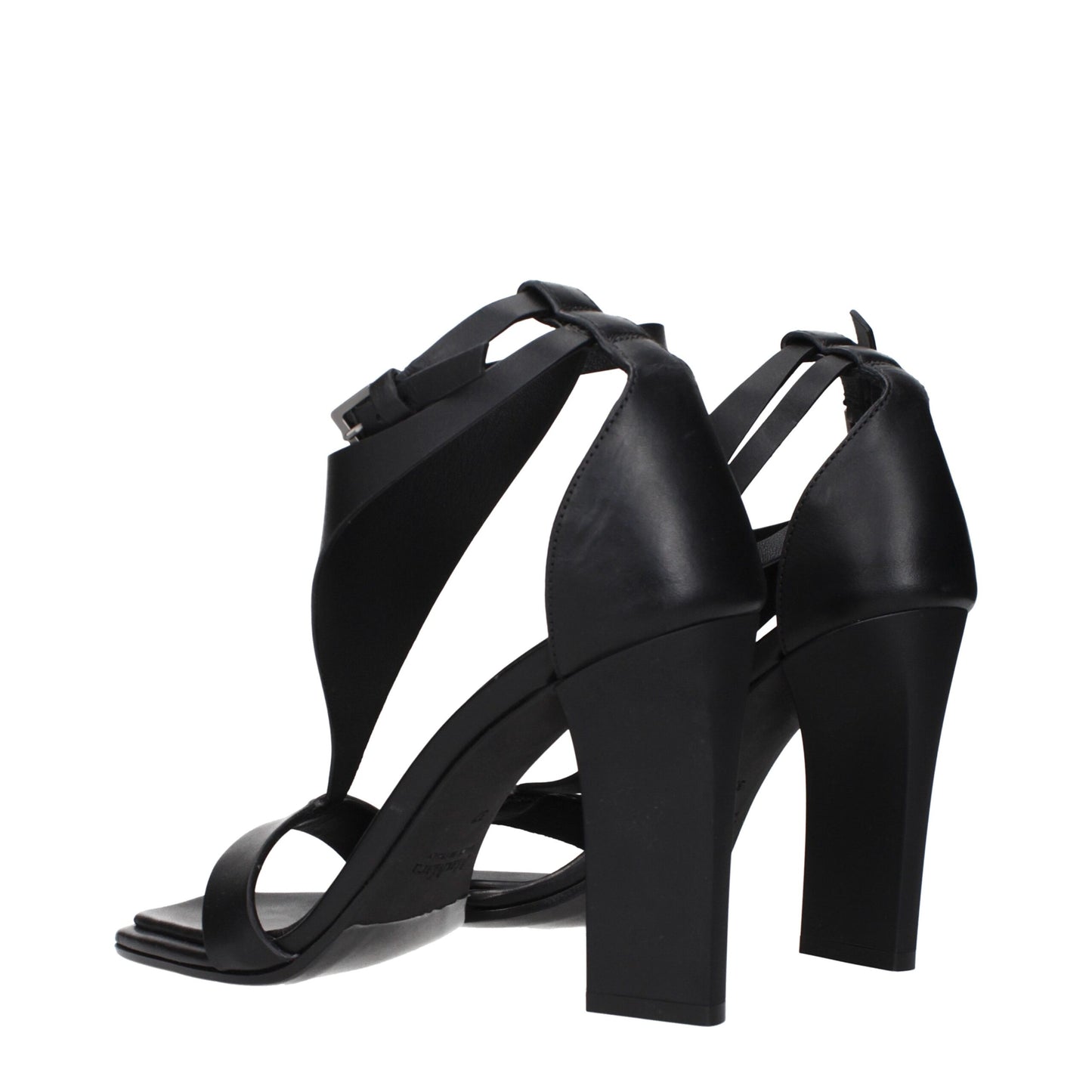 Sandales à talons aiguilles en cuir noir Max Mara