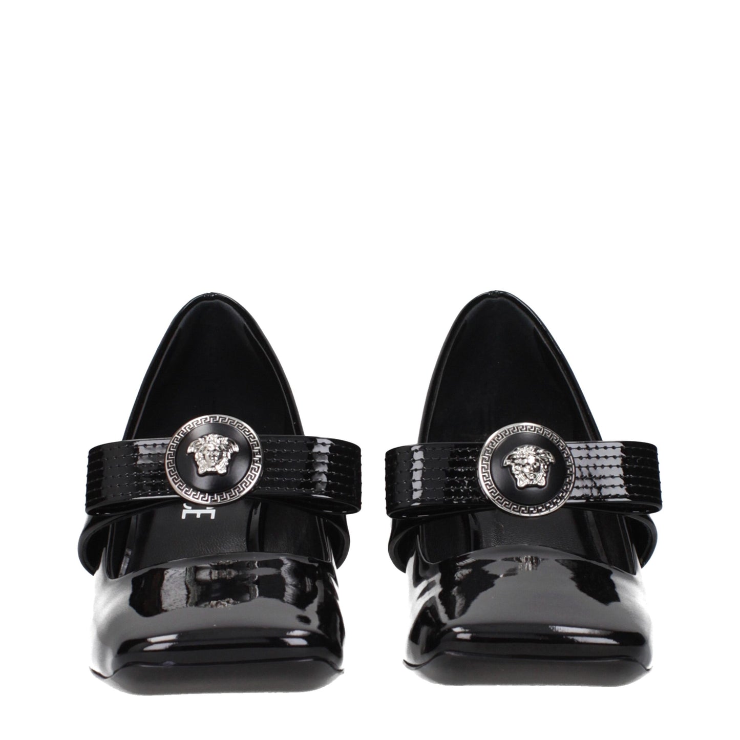 Escarpins à talons mi-hauteur en cuir noir Versace