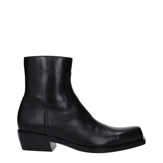 Bottines en cuir noir Versace