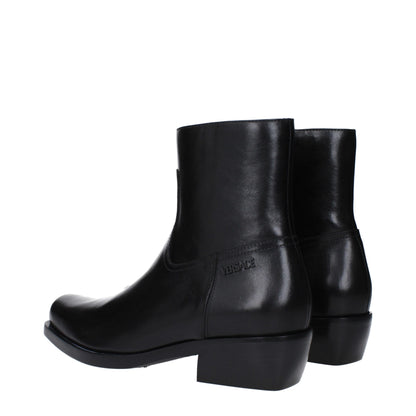 Bottines en cuir noir Versace