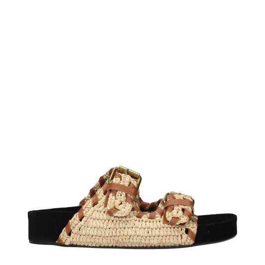Sandales-nu-pieds en raffia beige d'Isabel Marant