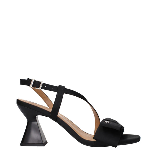 Sandales à talons aiguilles en tissu noir de Ganni