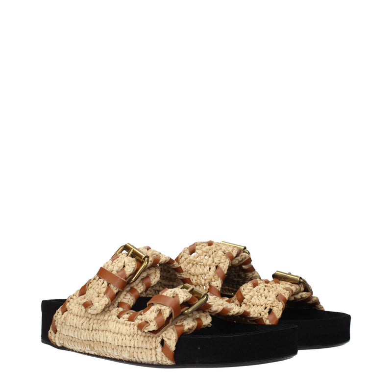 Isabel Marant Beige Raffia Slippers Sandals - Chic Comfort for Summer