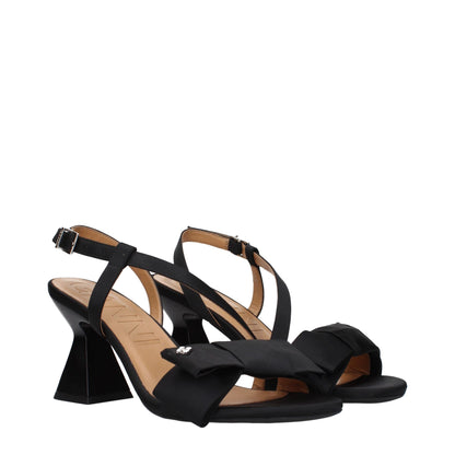 Sandales à talons aiguilles en tissu noir de Ganni