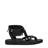Isabel Marant Sandales Plates en Cuir Noir pour Femmes