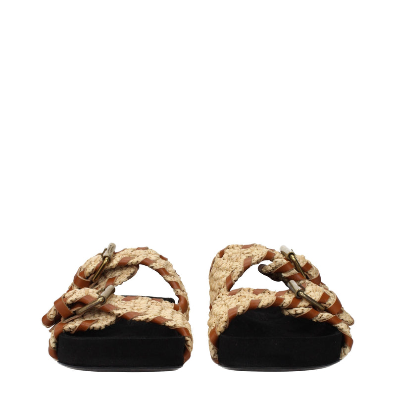Isabel Marant Beige Raffia Slippers Sandals - Chic Comfort for Summer