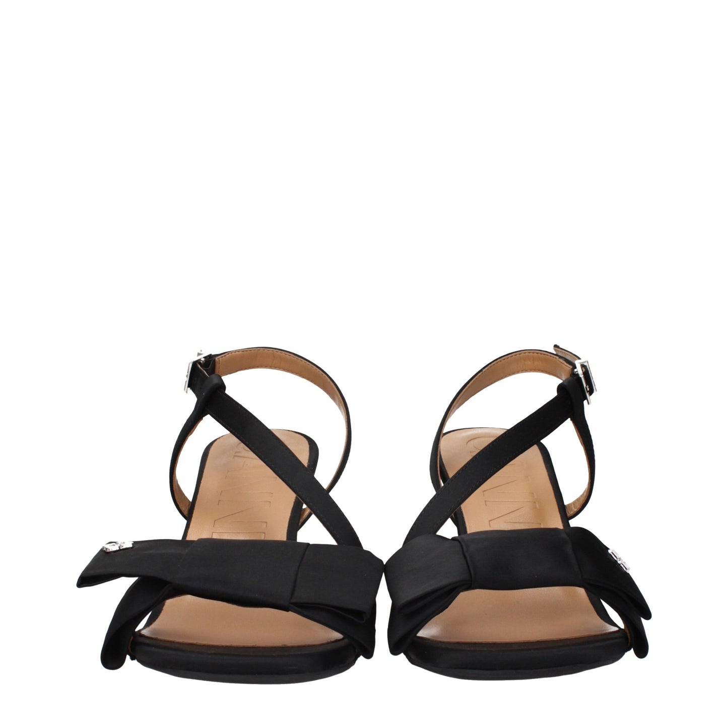 Sandales à talons aiguilles en tissu noir de Ganni
