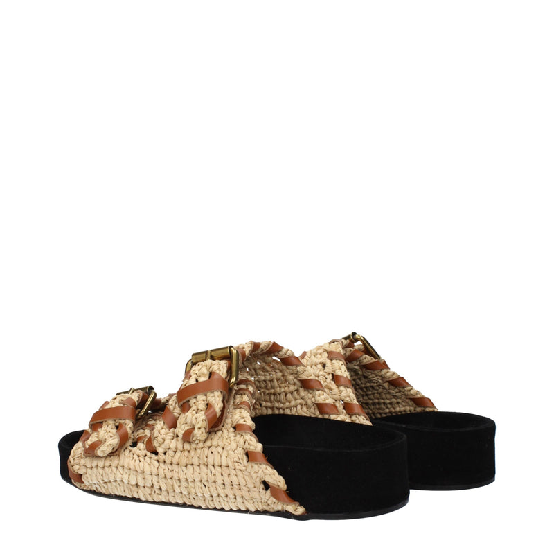 Isabel Marant Beige Raffia Slippers Sandals - Chic Comfort for Summer