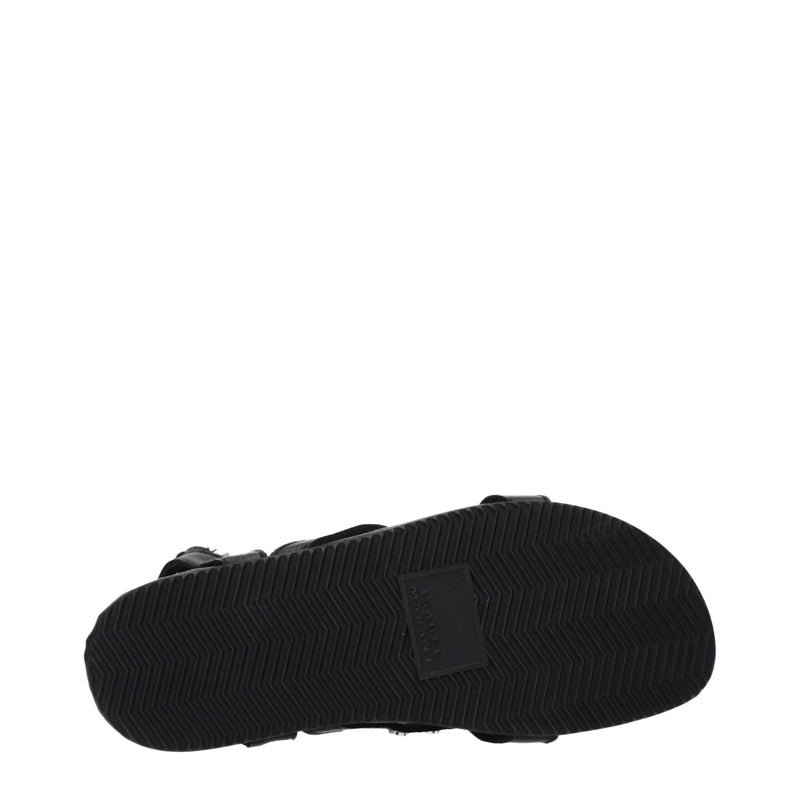 Isabel Marant Sandales Plates en Cuir Noir pour Femmes