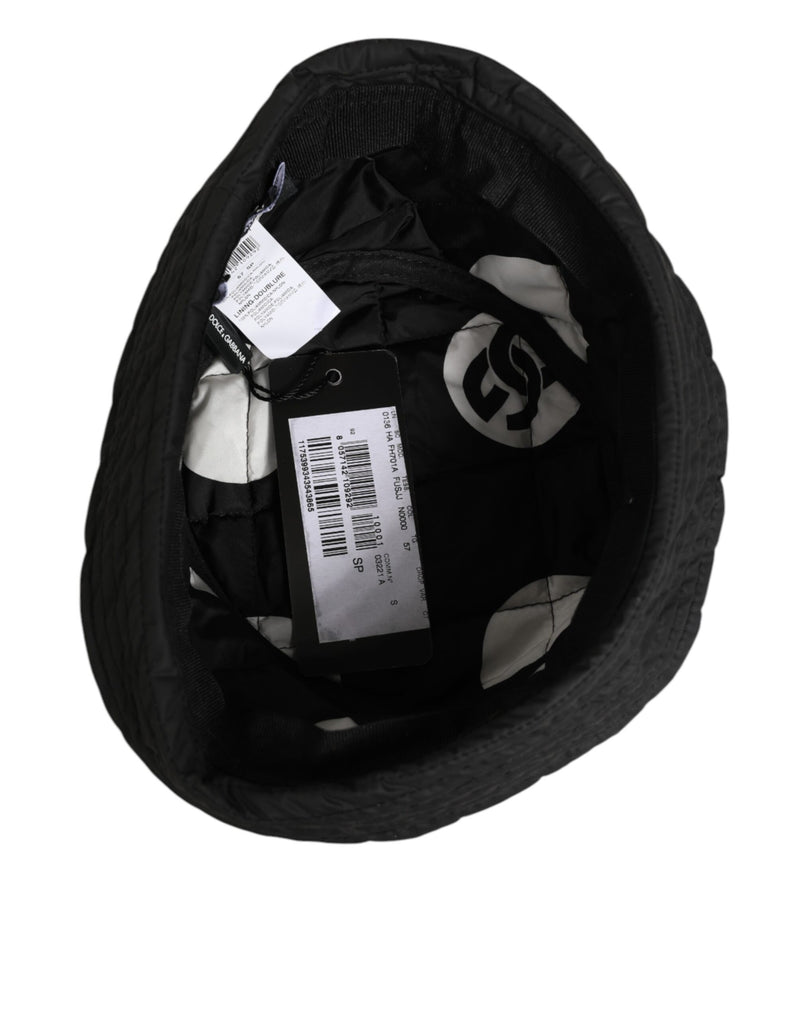 Dolce & Gabbana Zwarte Nylon Gewatteerde Bucket Heren Capello Hoed