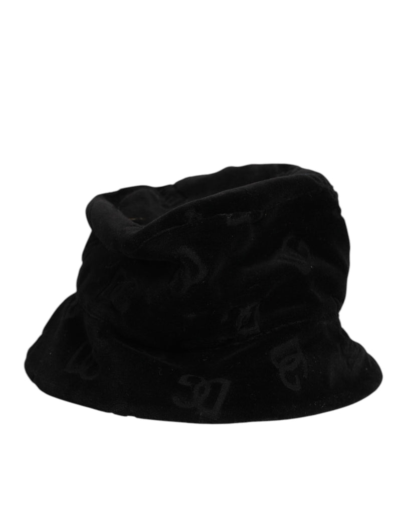 Dolce & Gabbana Zwarte Katoenen Suède Bucket Logo Capello Hoed
