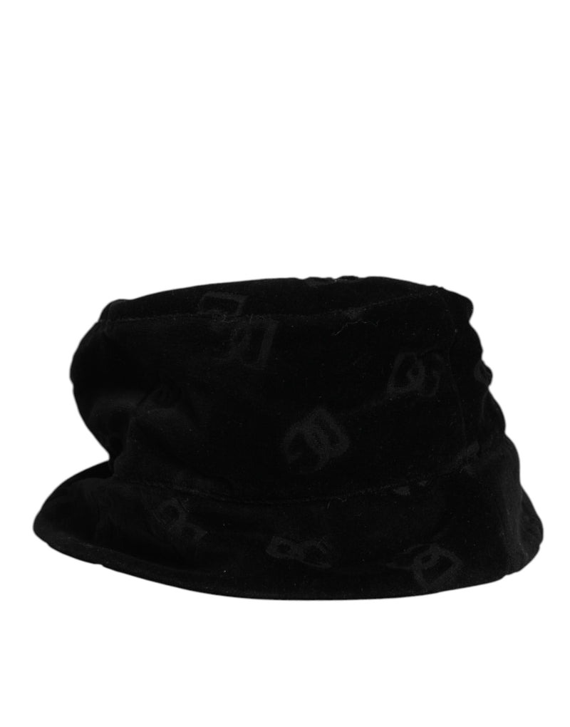 Dolce & Gabbana Zwarte Katoenen Suède Bucket Logo Capello Hoed