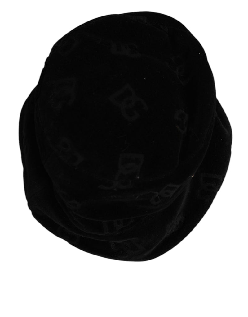 Dolce & Gabbana Zwarte Katoenen Suède Bucket Logo Capello Hoed