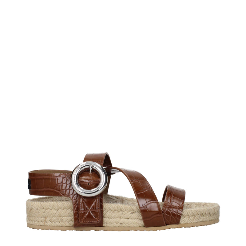 Stella McCartney Sandales Plates en Cuir Marron pour Femmes
