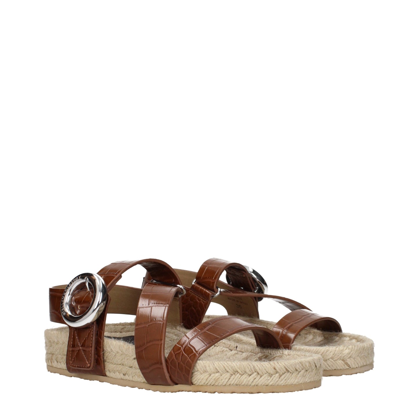 Sandales plates en cuir marron de Stella McCartney