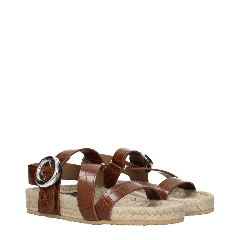 Stella McCartney Sandales Plates en Cuir Marron pour Femmes