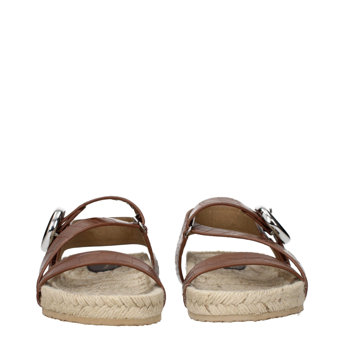 Stella McCartney Sandales Plates en Cuir Marron pour Femmes