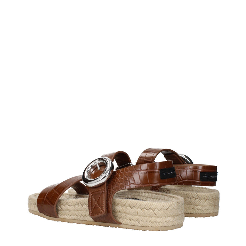 Stella McCartney Sandales Plates en Cuir Marron pour Femmes
