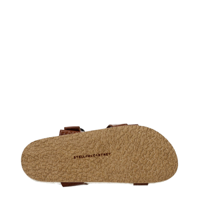 Stella McCartney Sandales Plates en Cuir Marron pour Femmes