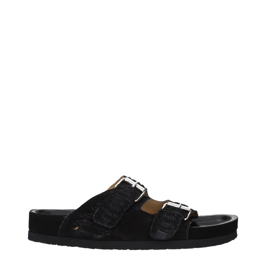 Sandales-chaussons en cuir noir Isabel Marant