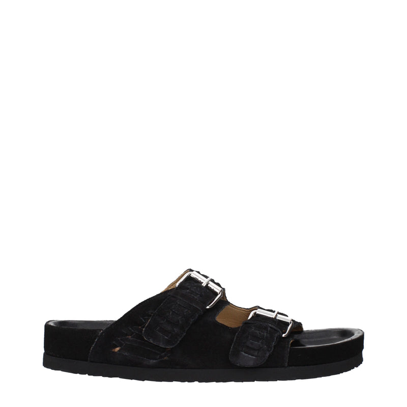 Isabel Marant Black Leather Slippers Sandals for Stylish Comfort