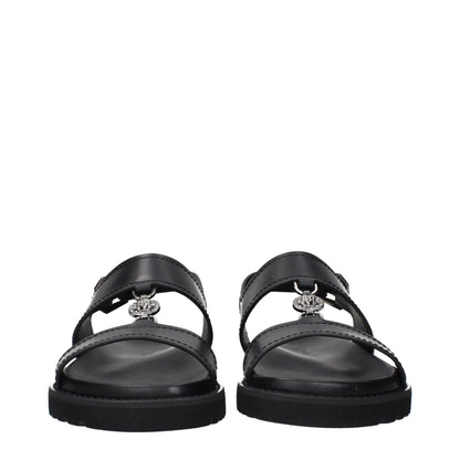 Sandales plates en cuir noir Versace