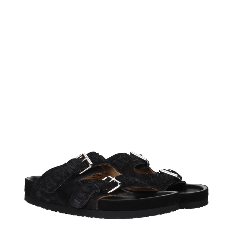Isabel Marant Black Leather Slippers Sandals for Stylish Comfort