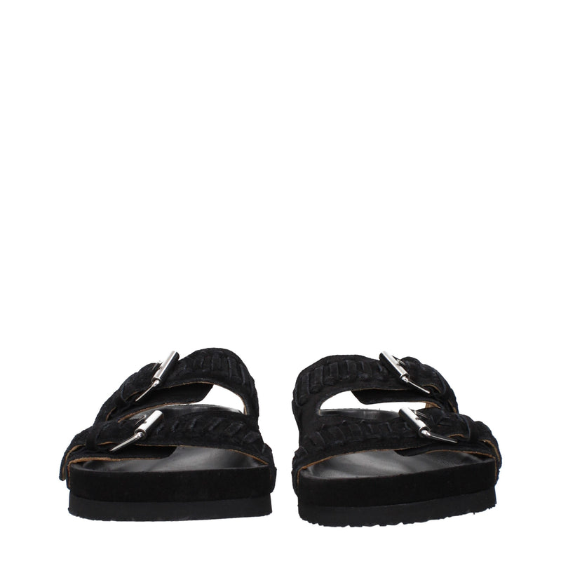 Isabel Marant Black Leather Slippers Sandals for Stylish Comfort