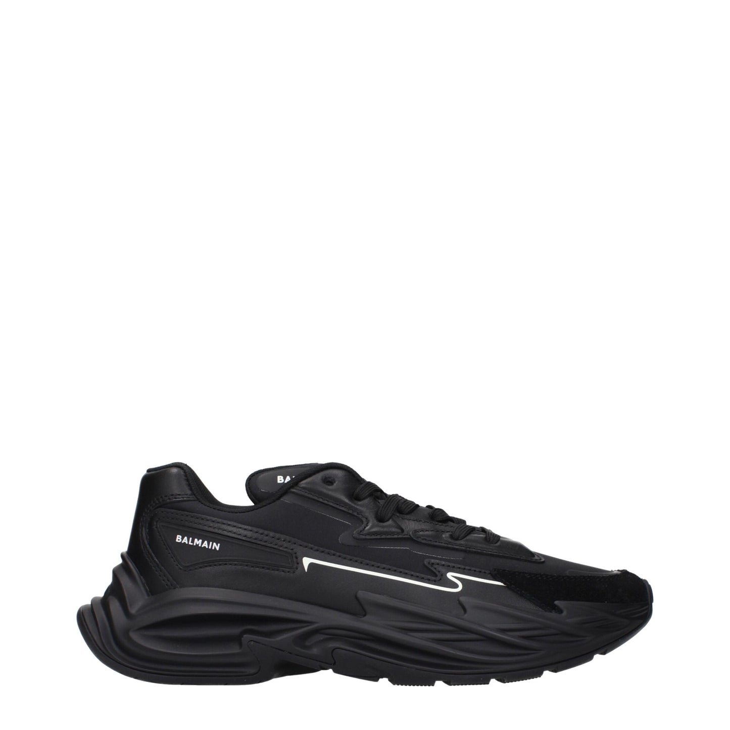 Sneakers de sport en cuir noir Balmain