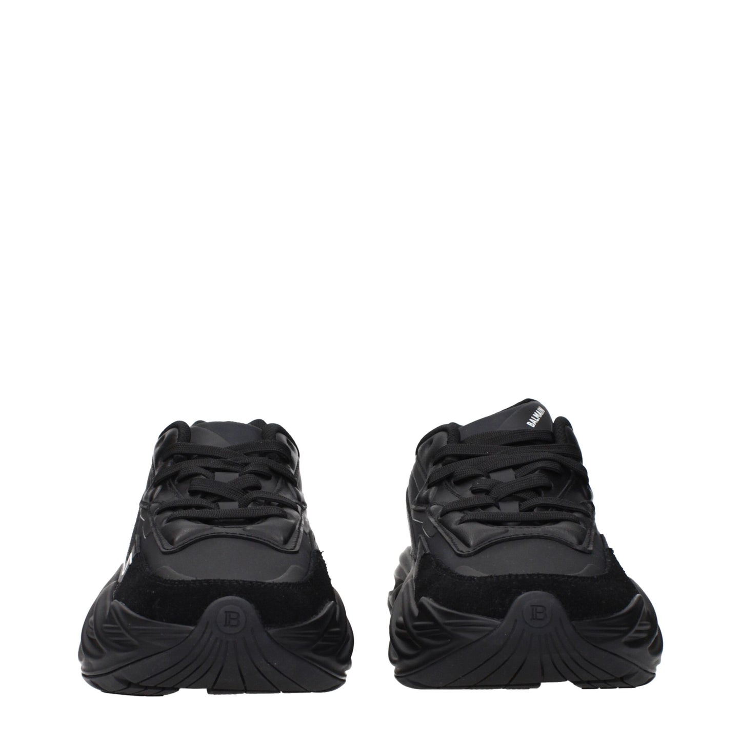 Sneakers de sport en cuir noir Balmain