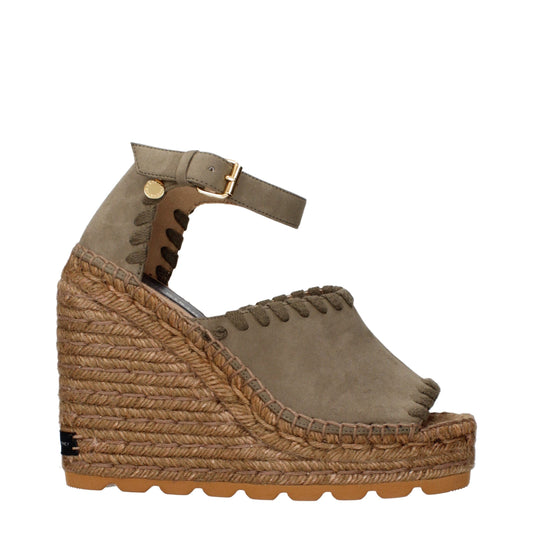 Sandales compensées en cuir vert de Stella McCartney