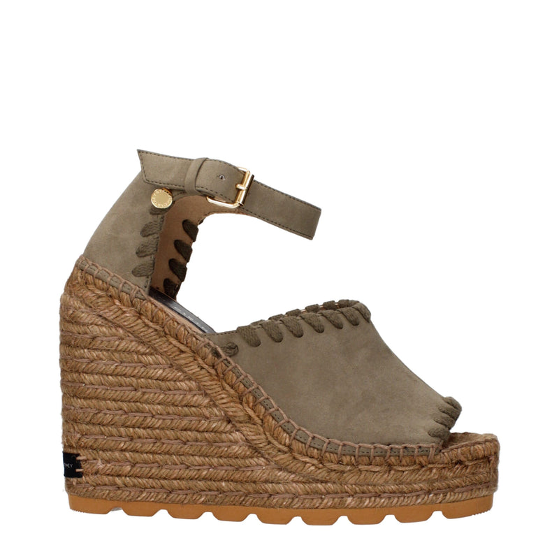 Stella McCartney Green Leather Wedges Sandals - Sustainable Luxury