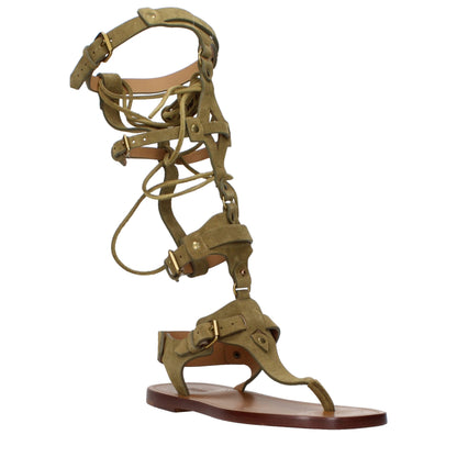 Sandales tongs en cuir gris d'Isabel Marant