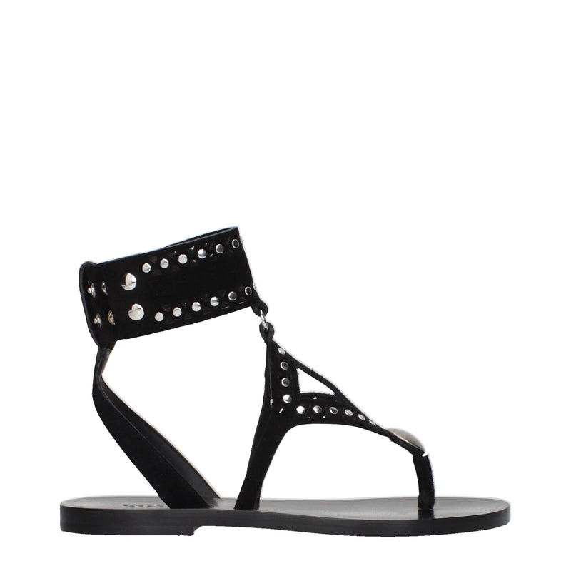 Isabel Marant Black Leather Flip-Flop Sandals - Stylish Comfort