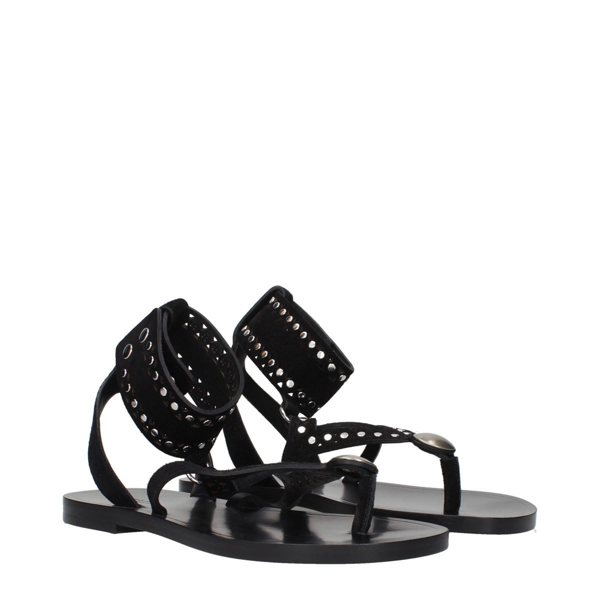 Isabel Marant Black Leather Flip-Flop Sandals - Stylish Comfort