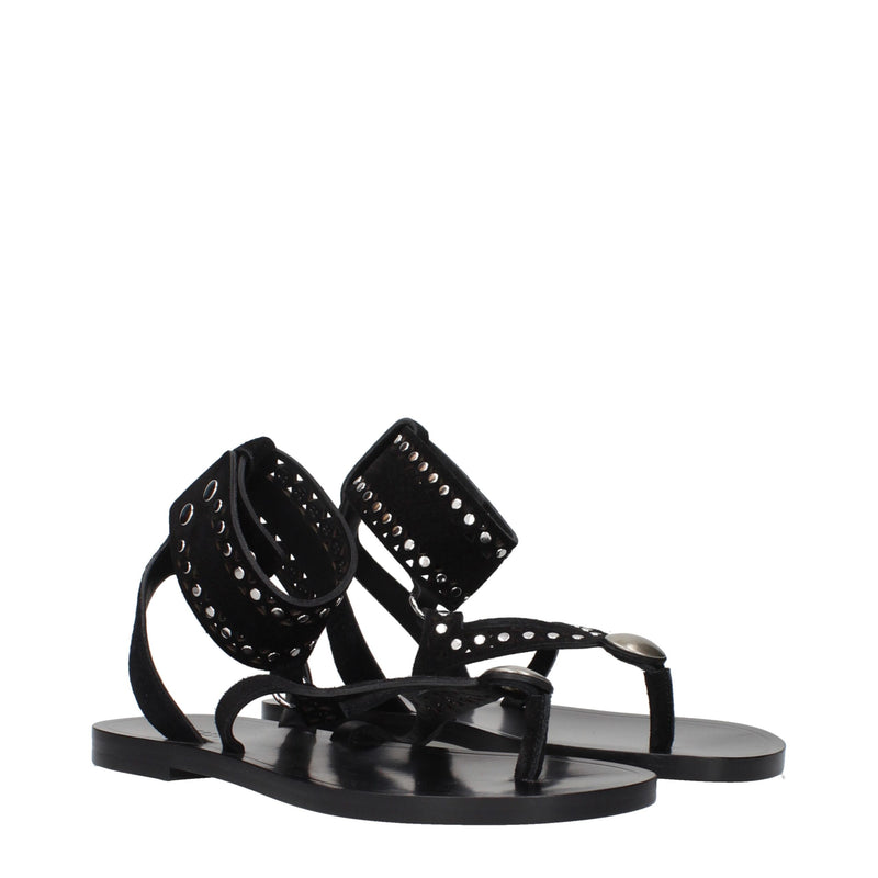 Isabel Marant Black Leather Flip-Flop Sandals - Stylish Comfort