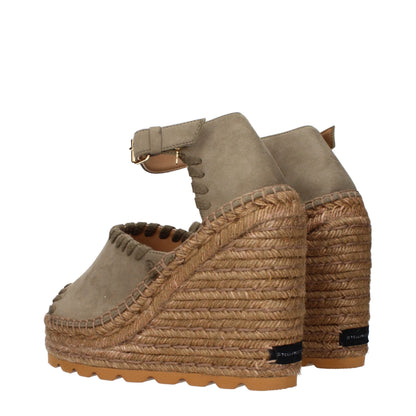 Sandales compensées en cuir vert de Stella McCartney