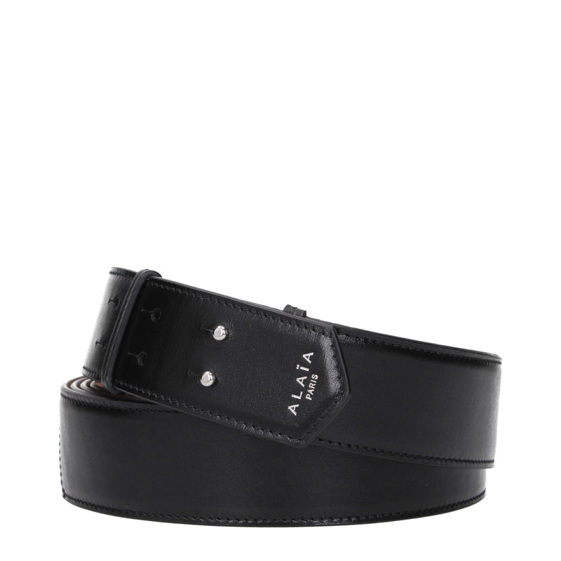 Alaïa Black Leather Regular Belt - 75 cm / 30 Inches