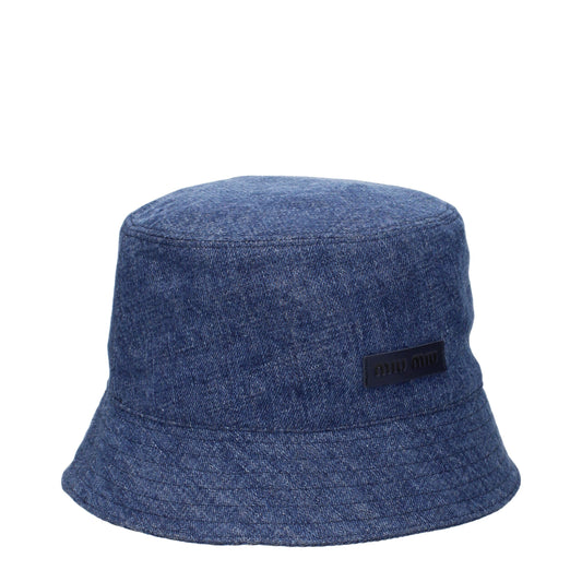 Chapeaux de soleil en coton bleu Miu Miu