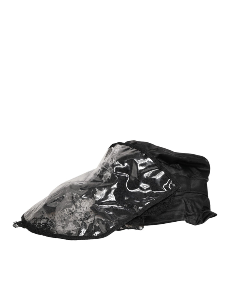 Dolce & Gabbana Zwarte PVC Brede Rand Heren Bucket Capello Hoed