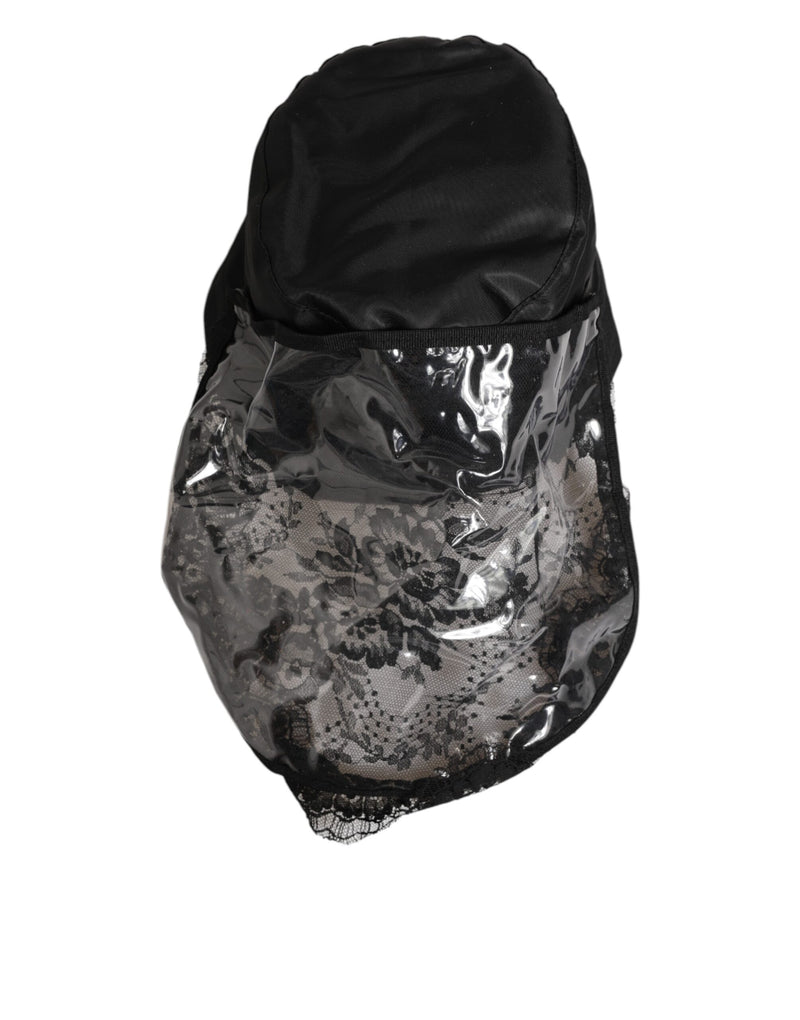 Dolce & Gabbana Zwarte PVC Brede Rand Heren Bucket Capello Hoed