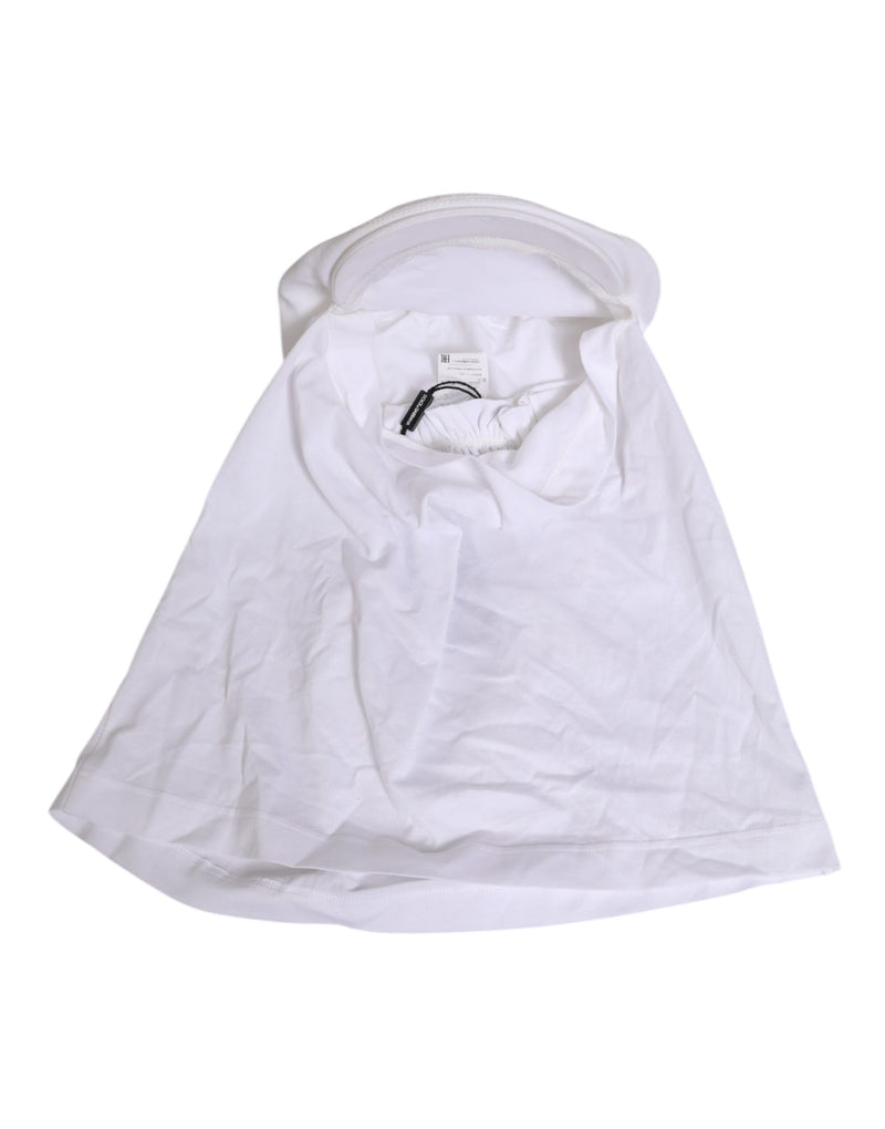 Dolce & Gabbana witte katoenen DG-logoplaquette honkbalbalaclavahoed